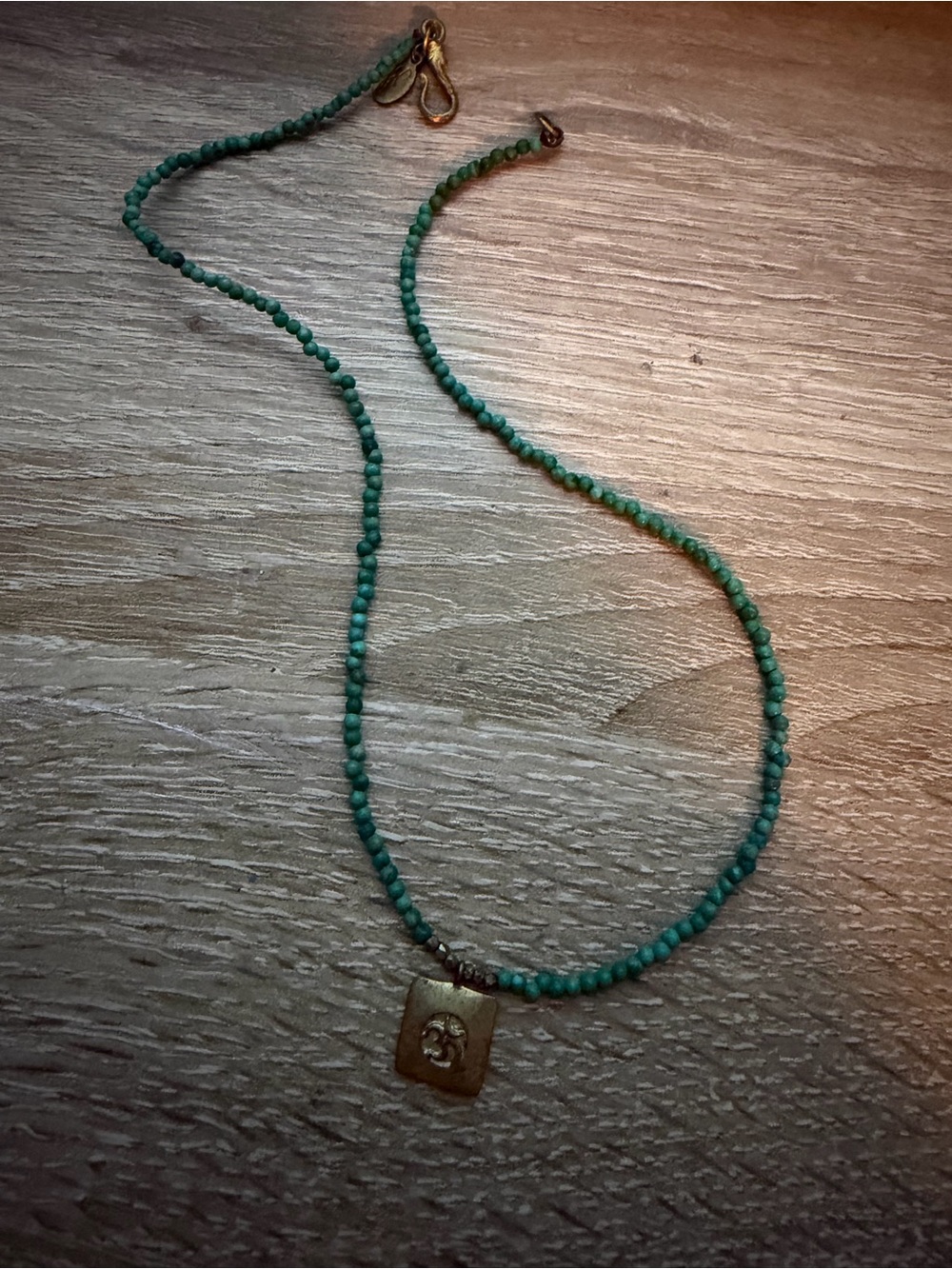Satya Turquoise Beaded Necklace with Gold Pendant